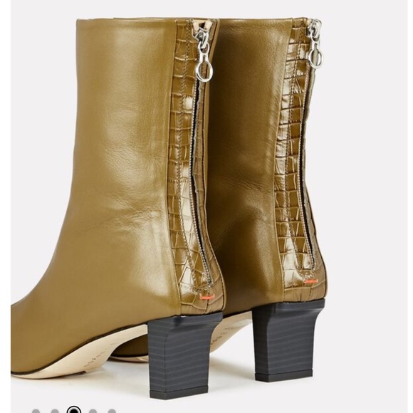 AEYDE  kitten heels Molly ankle boots with stripes of Croc- Embossed  NWOB - Picture 2 of 12